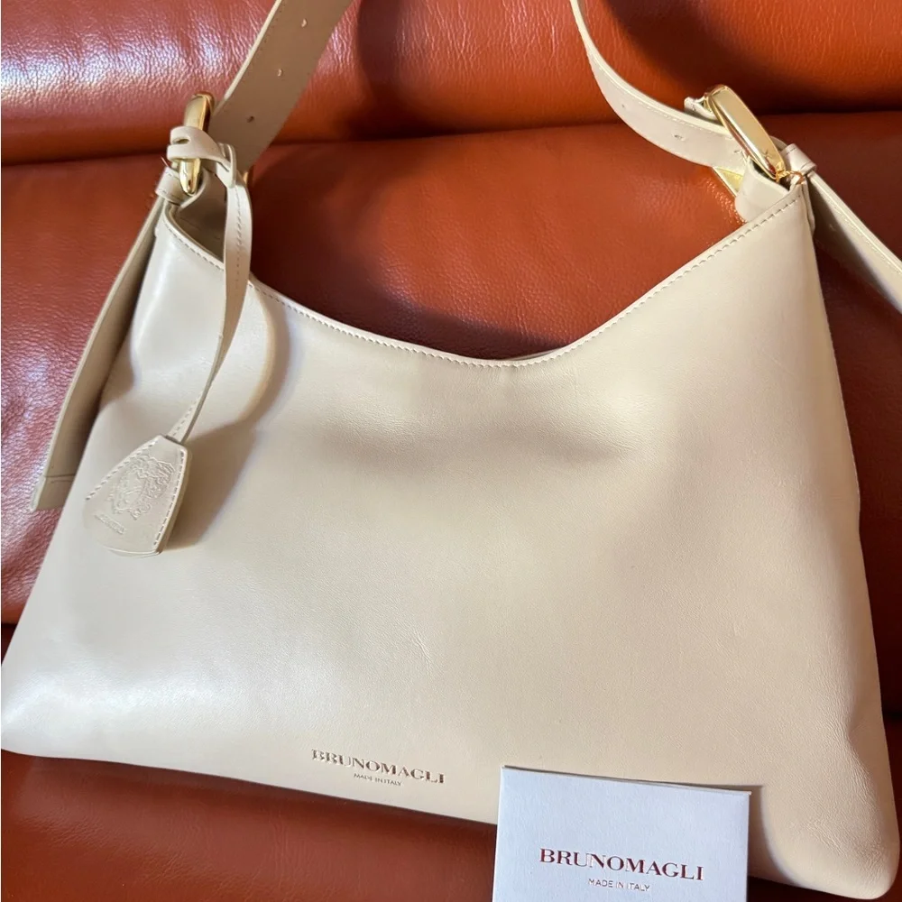 Bruno Magli Cora Leather Made in Italy Hobo Shoulder Bag